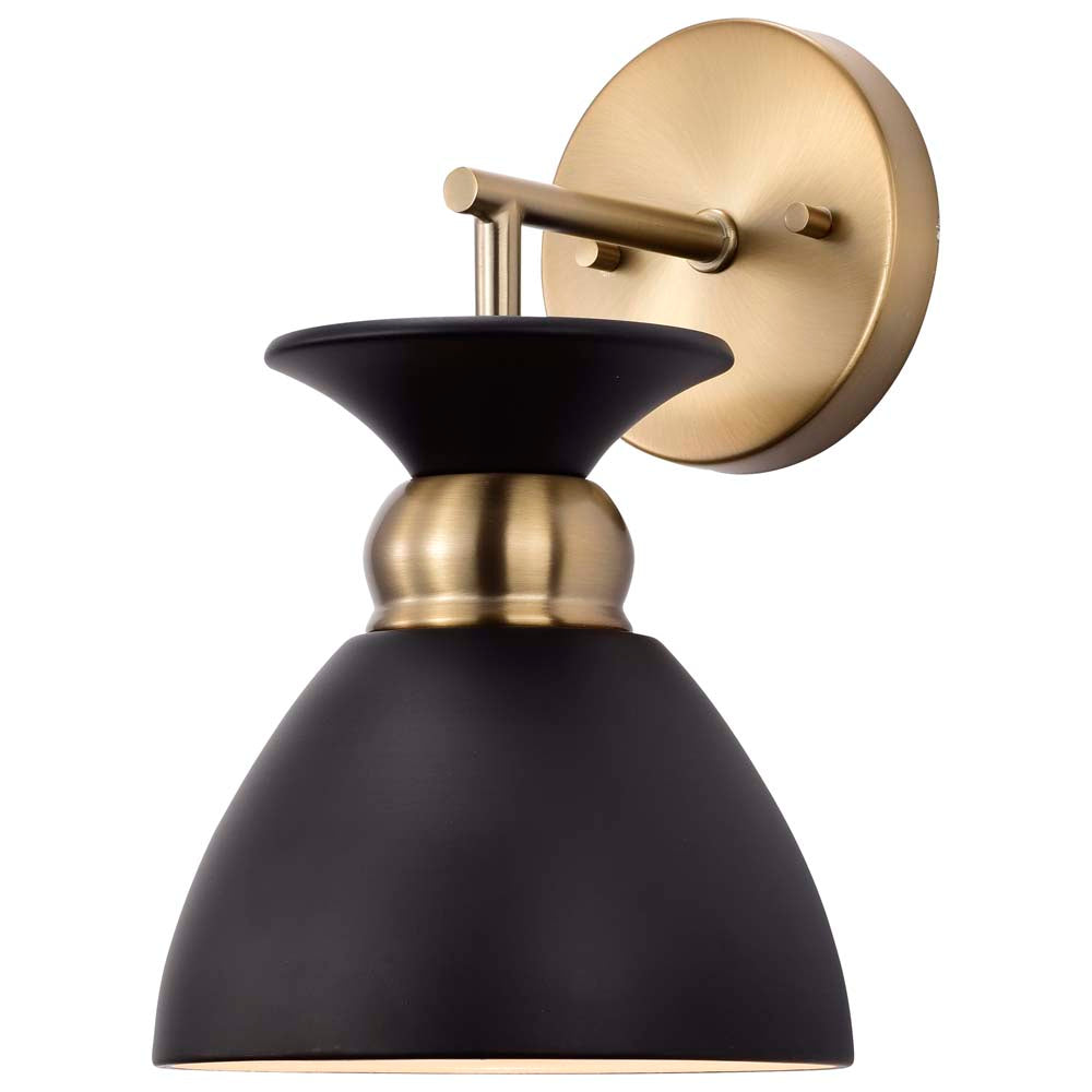 Perkins 1-Light Wall Sconce Matte Black with Burnished Brass