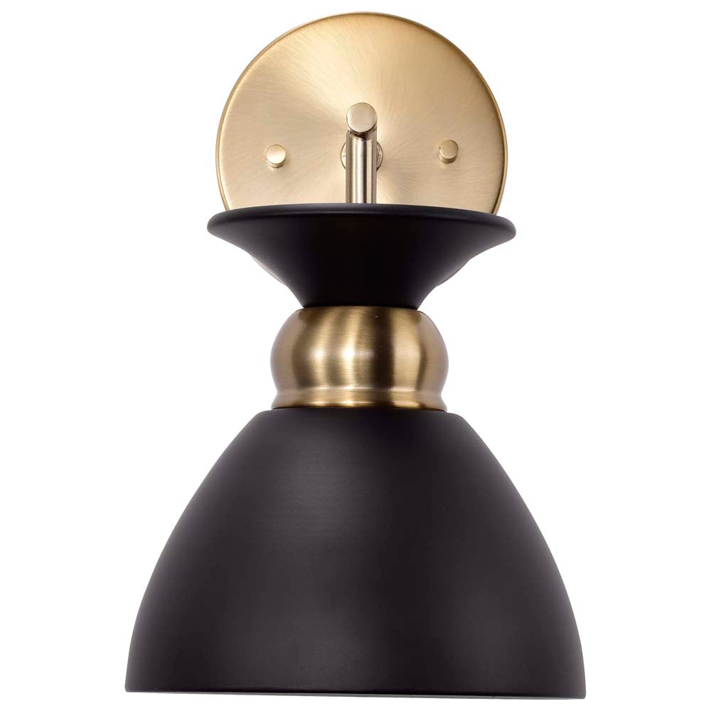 Perkins 1-Light Wall Sconce Matte Black with Burnished Brass