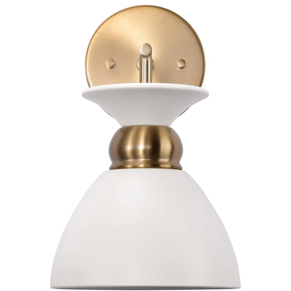 Perkins 1-Light Wall Sconce Matte White with Burnished Brass