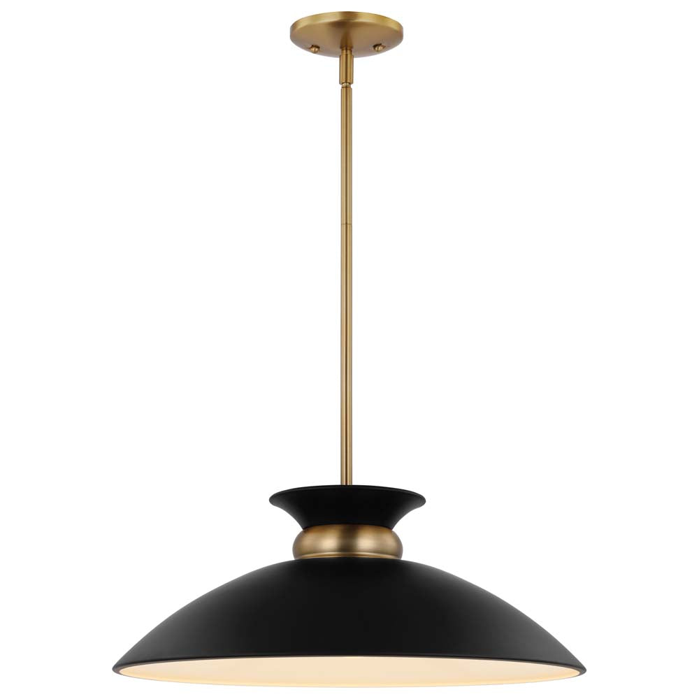 Perkins 1-Light Medium Pendant Matte Black with Burnished Brass