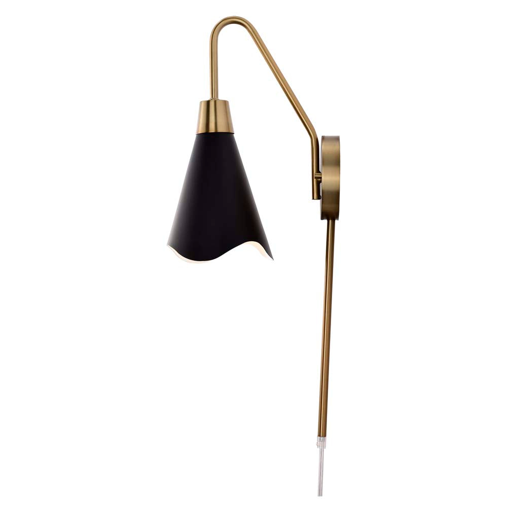 Tango 1-Light Wall Sconce Matte Black with Burnished Brass