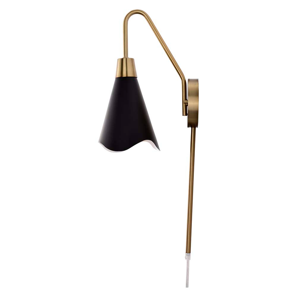 Tango 1-Light Wall Sconce Matte Black with Burnished Brass