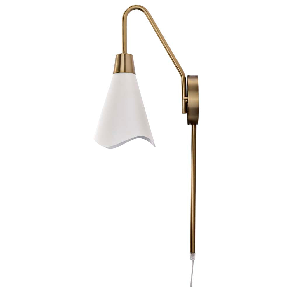 Tango 1-Light Wall Sconce Matte White with Burnished Brass