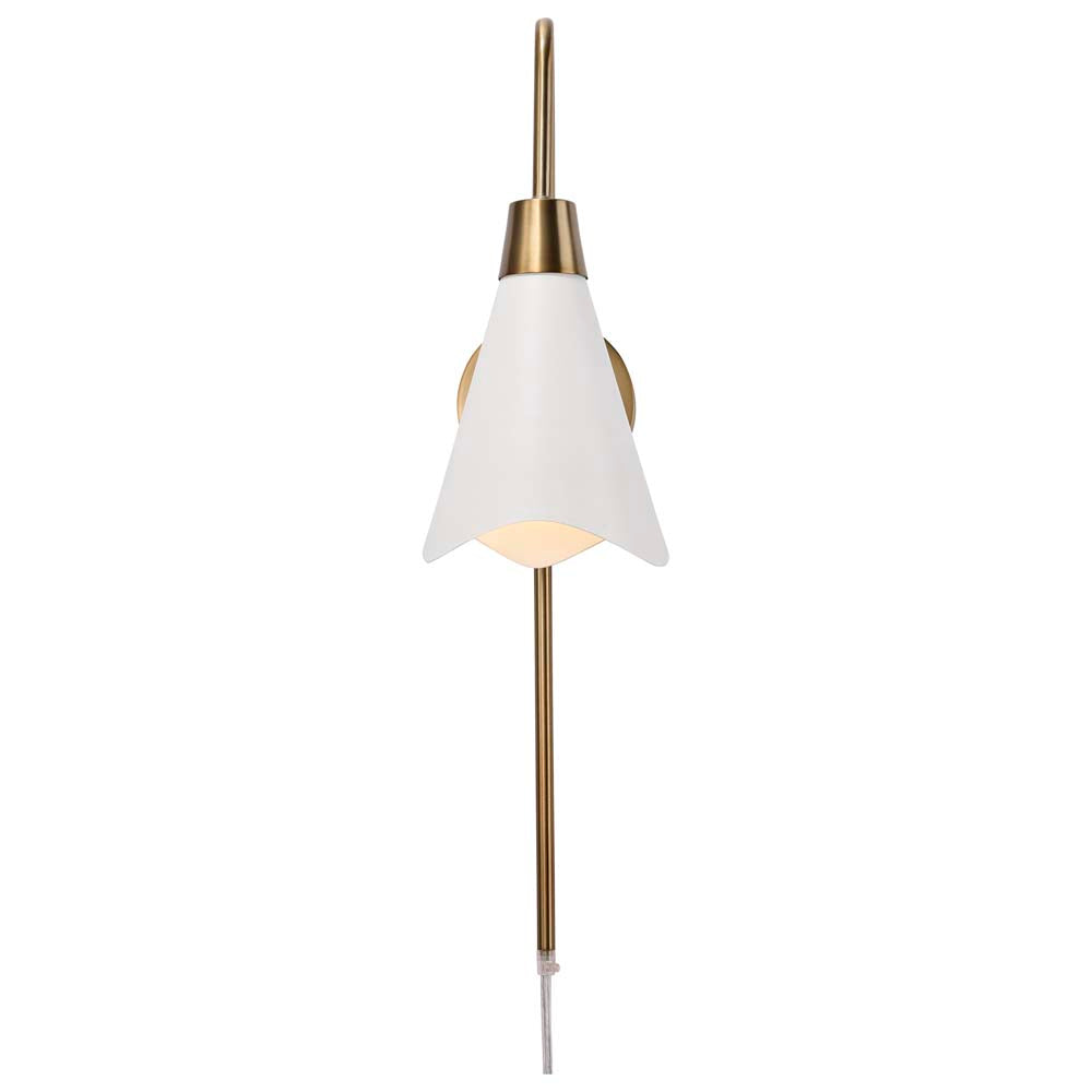 Tango 1-Light Wall Sconce Matte White with Burnished Brass