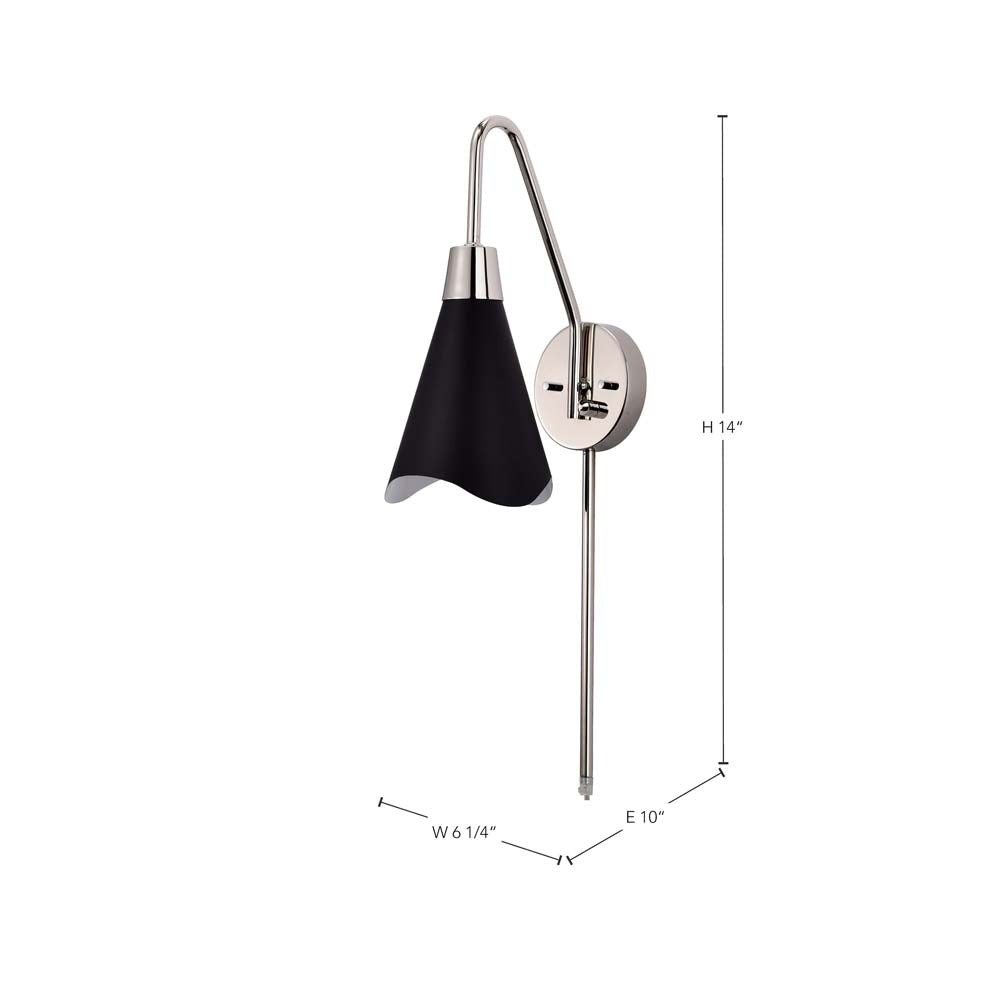 Tango 1-Light Wall Sconce Matte Black with Polished Nickel