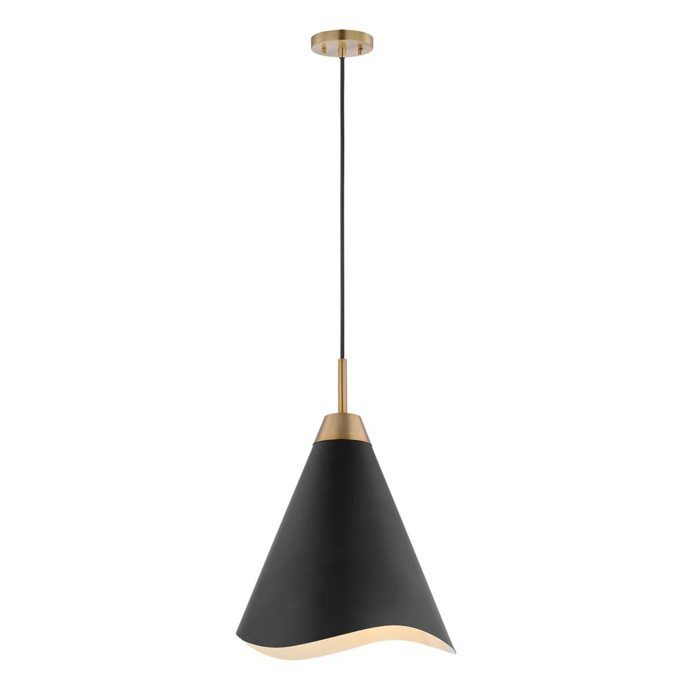 Tango 1-Light Small Pendant Matte Black with Burnished Brass