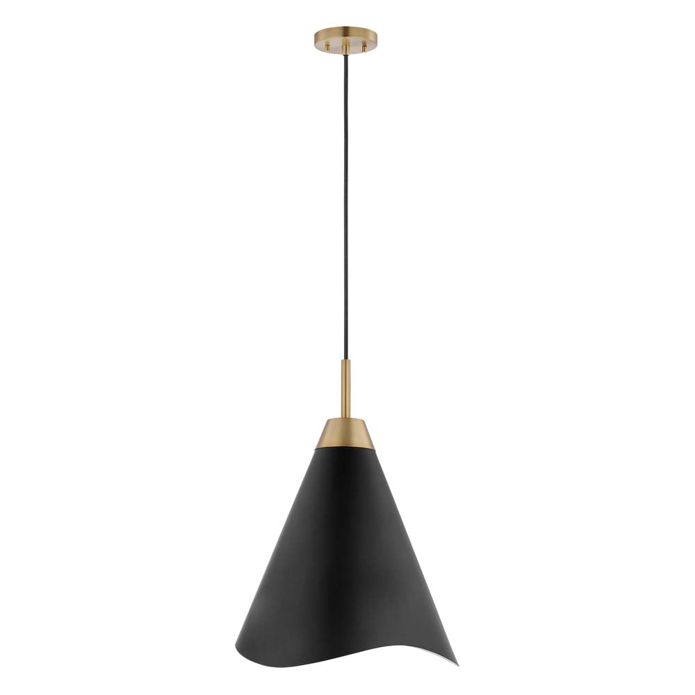 Tango 1-Light Small Pendant Matte Black with Burnished Brass