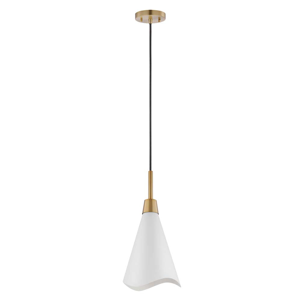 Tango 1-Light Small Pendant Matte White with Burnished Brass