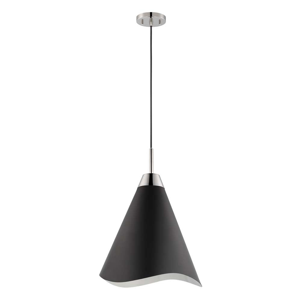 Tango 1-Light Small Pendant Matte Black with Polished Nickel