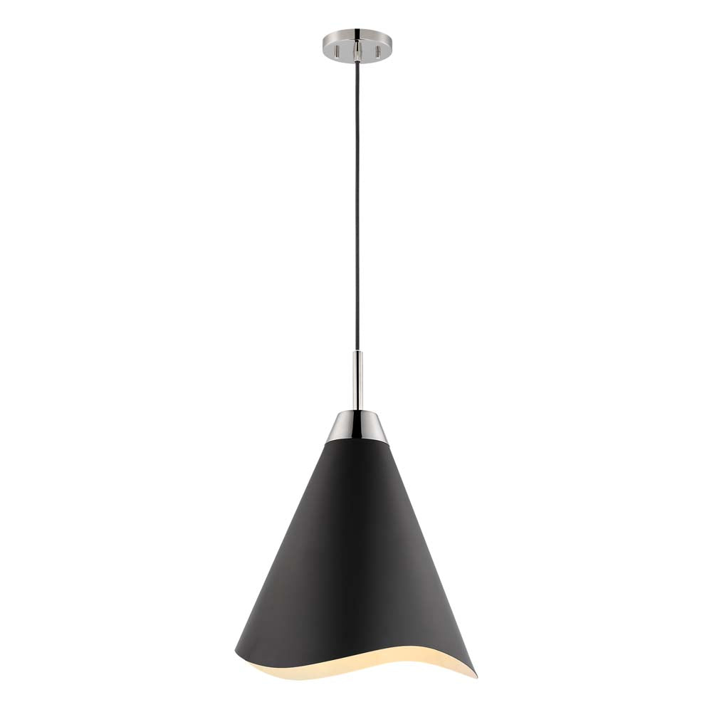 Tango 1-Light Small Pendant Matte Black with Polished Nickel