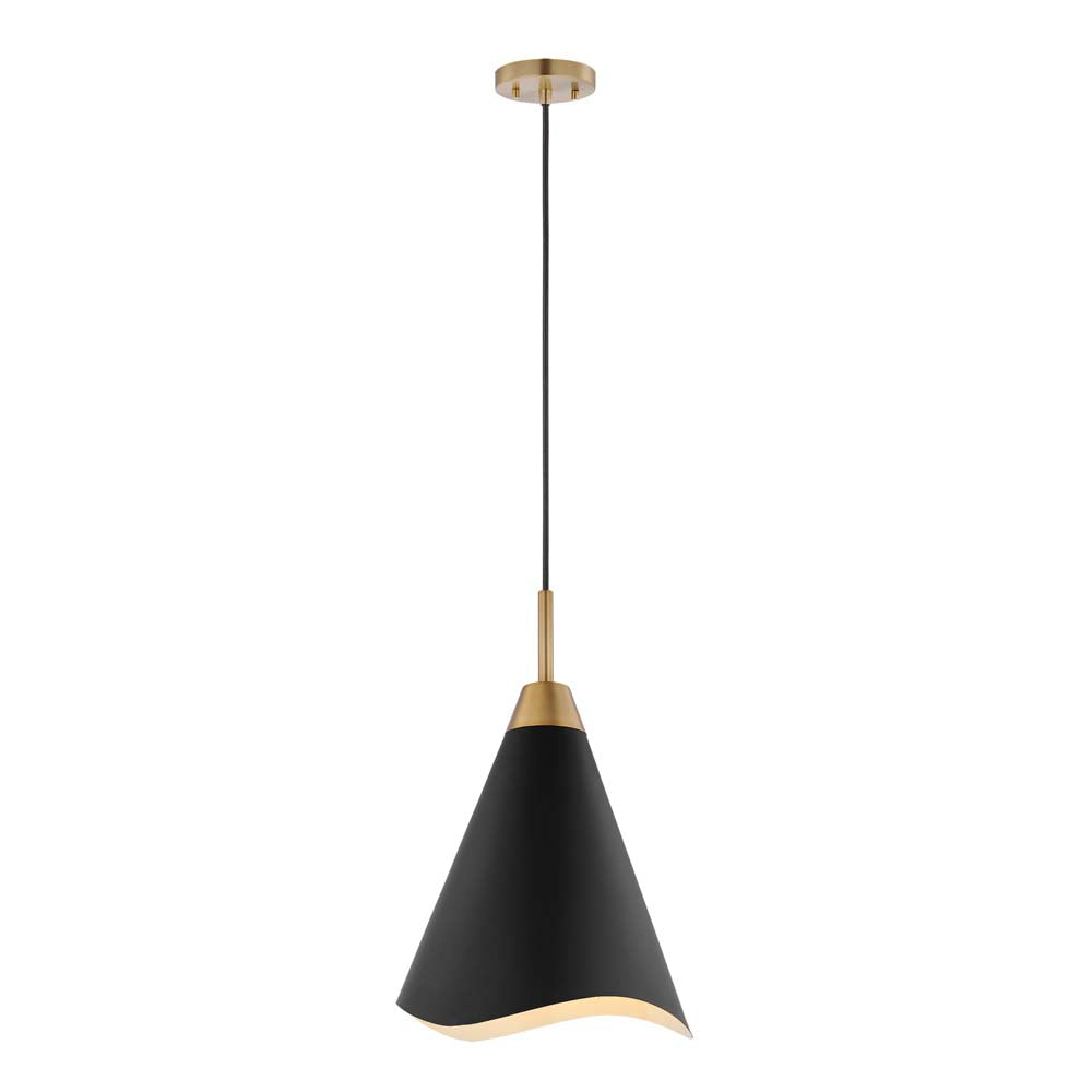 Tango 1-Light Medium Pendant Matte Black with Burnished Brass