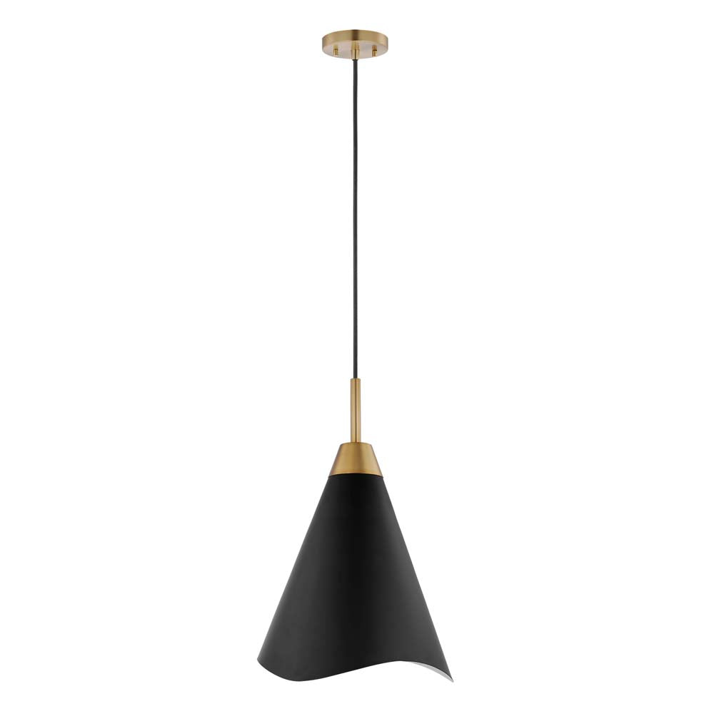 Tango 1-Light Medium Pendant Matte Black with Burnished Brass