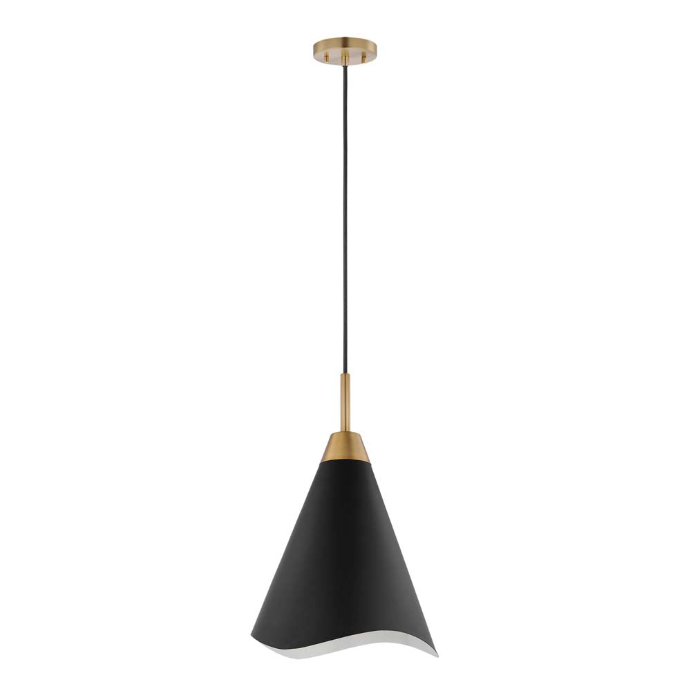 Tango 1-Light Medium Pendant Matte Black with Burnished Brass