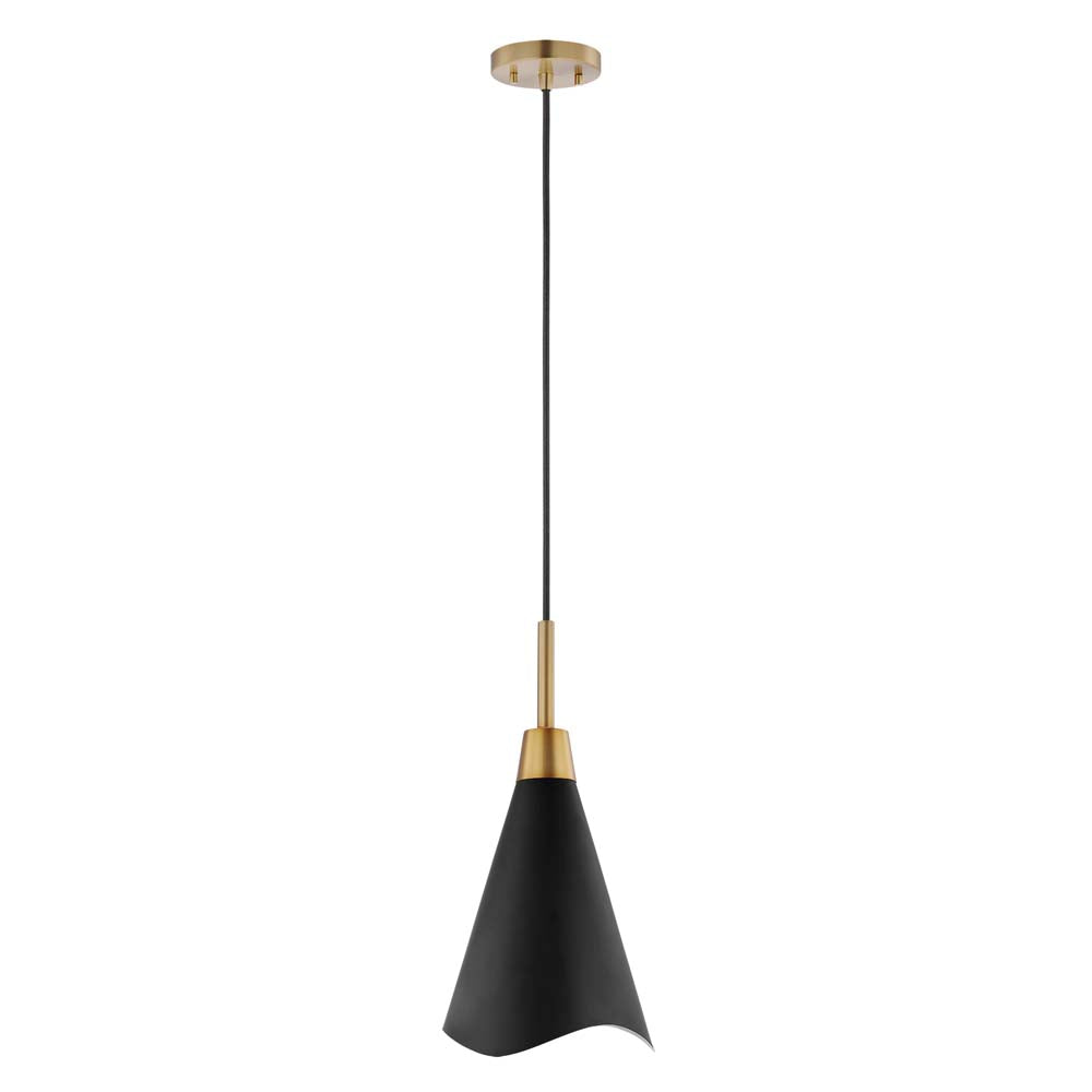 Tango 1-Light Large Pendant Matte Black with Burnished Brass