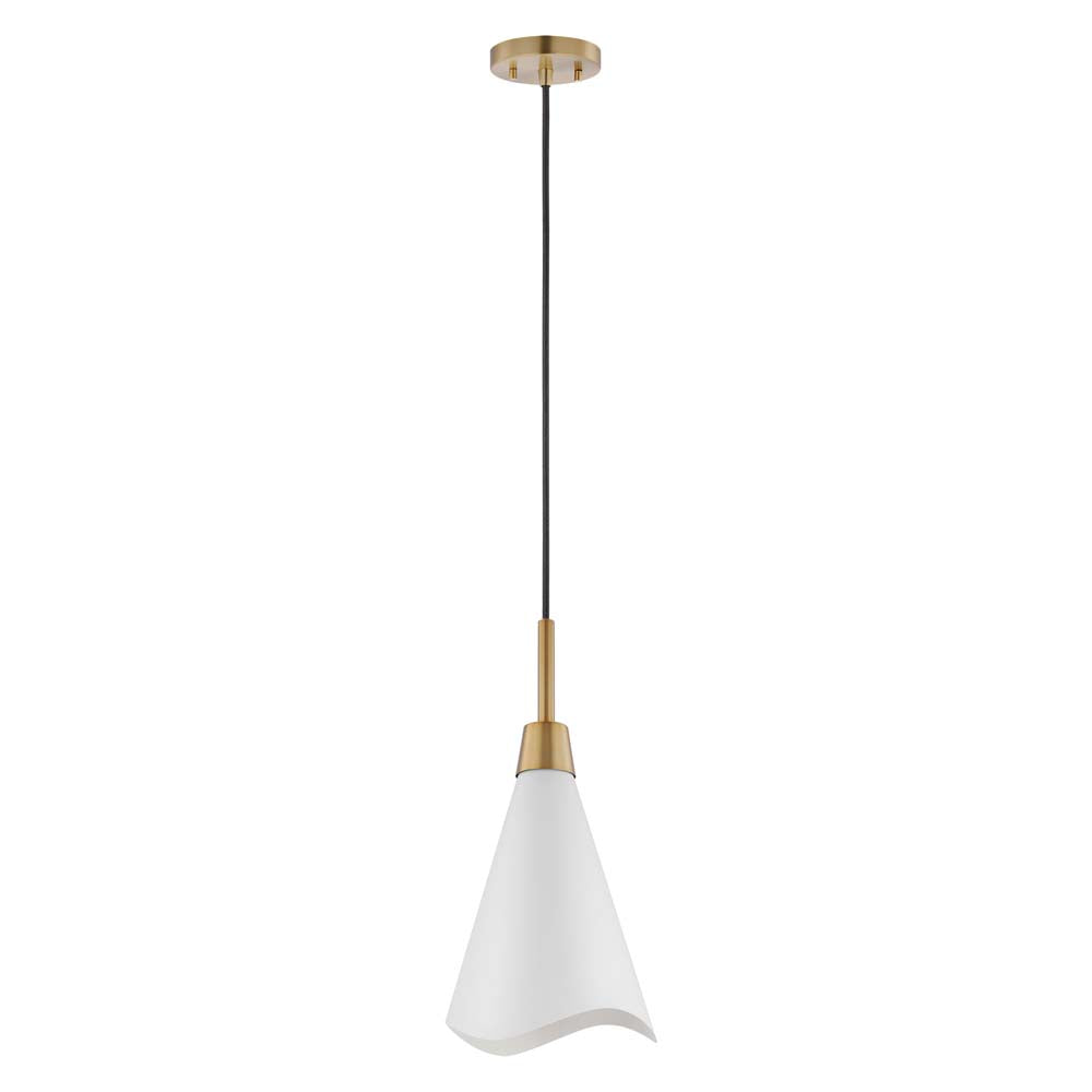 Tango 1-Light Large Pendant Matte White with Burnished Brass