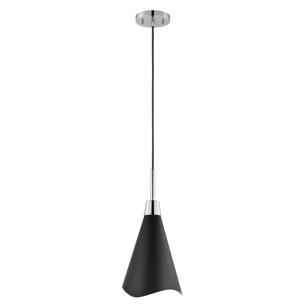 Tango 1-Light Large Pendant Matte Black with Polished Nickel