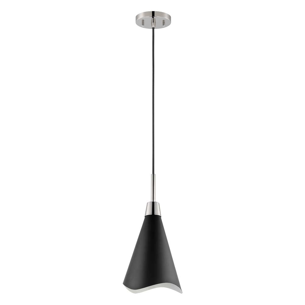 Tango 1-Light Large Pendant Matte Black with Polished Nickel
