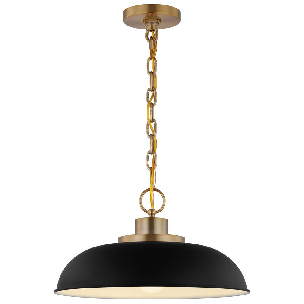 Colony 1-Light Small Pendant Matte Black with Burnished Brass