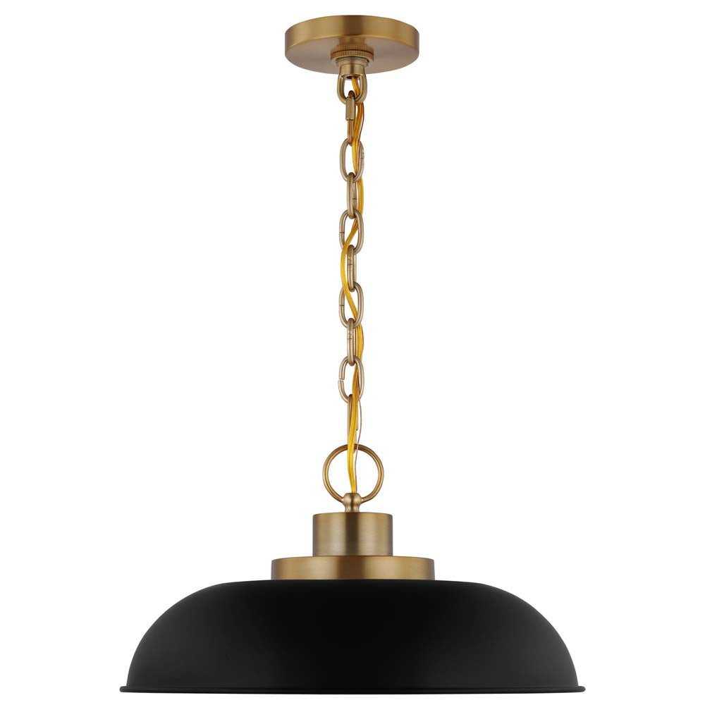 Colony 1-Light Small Pendant Matte Black with Burnished Brass