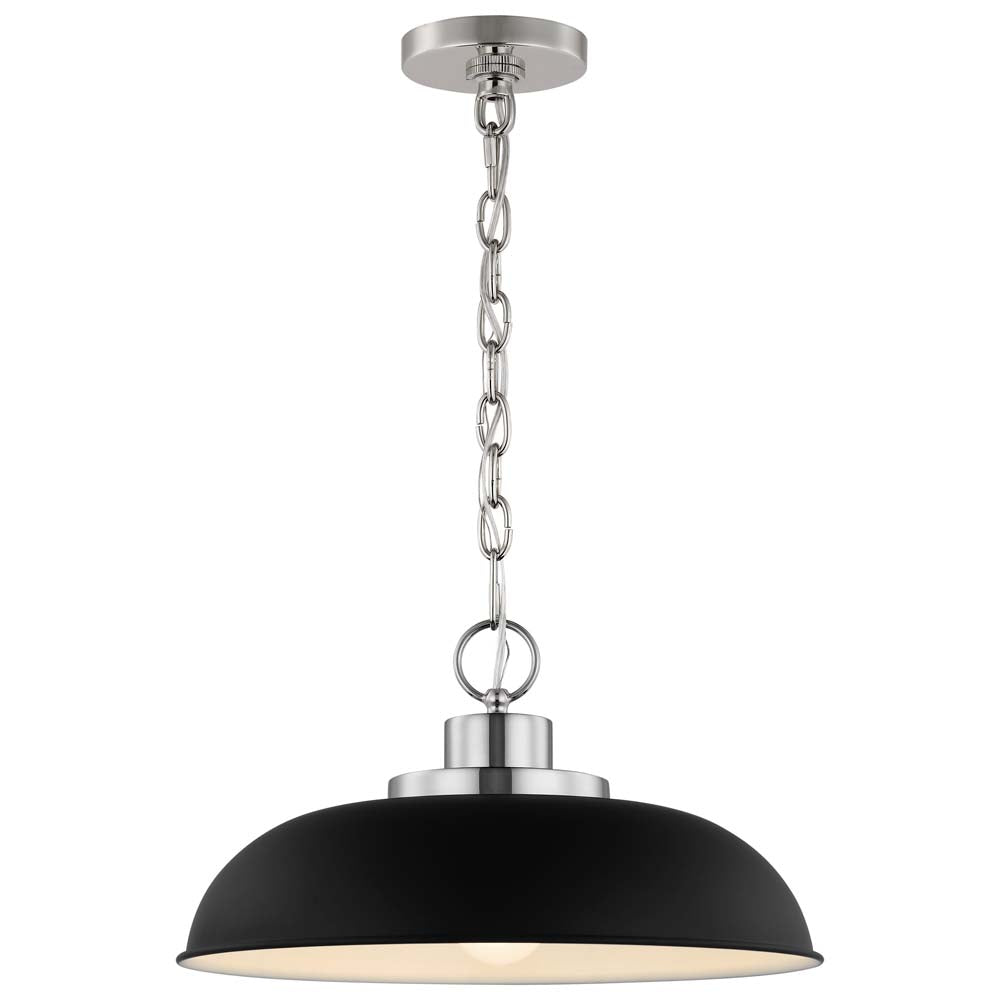 Colony 1-Light Small Pendant Matte Black with Polished Nickel