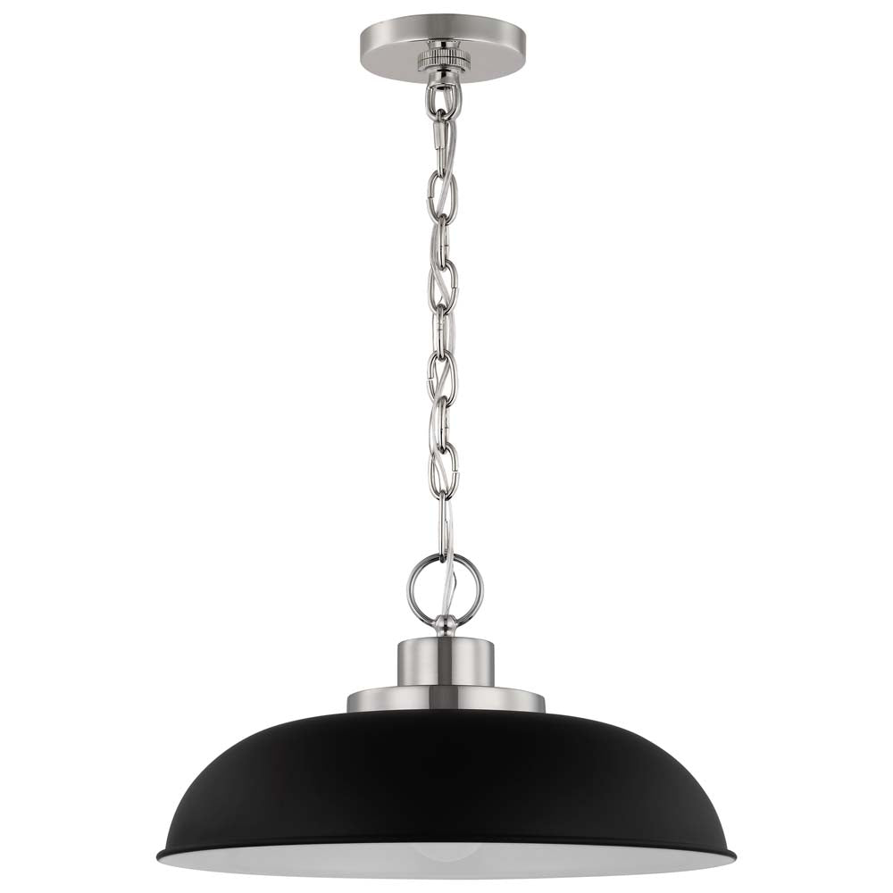 Colony 1-Light Small Pendant Matte Black with Polished Nickel