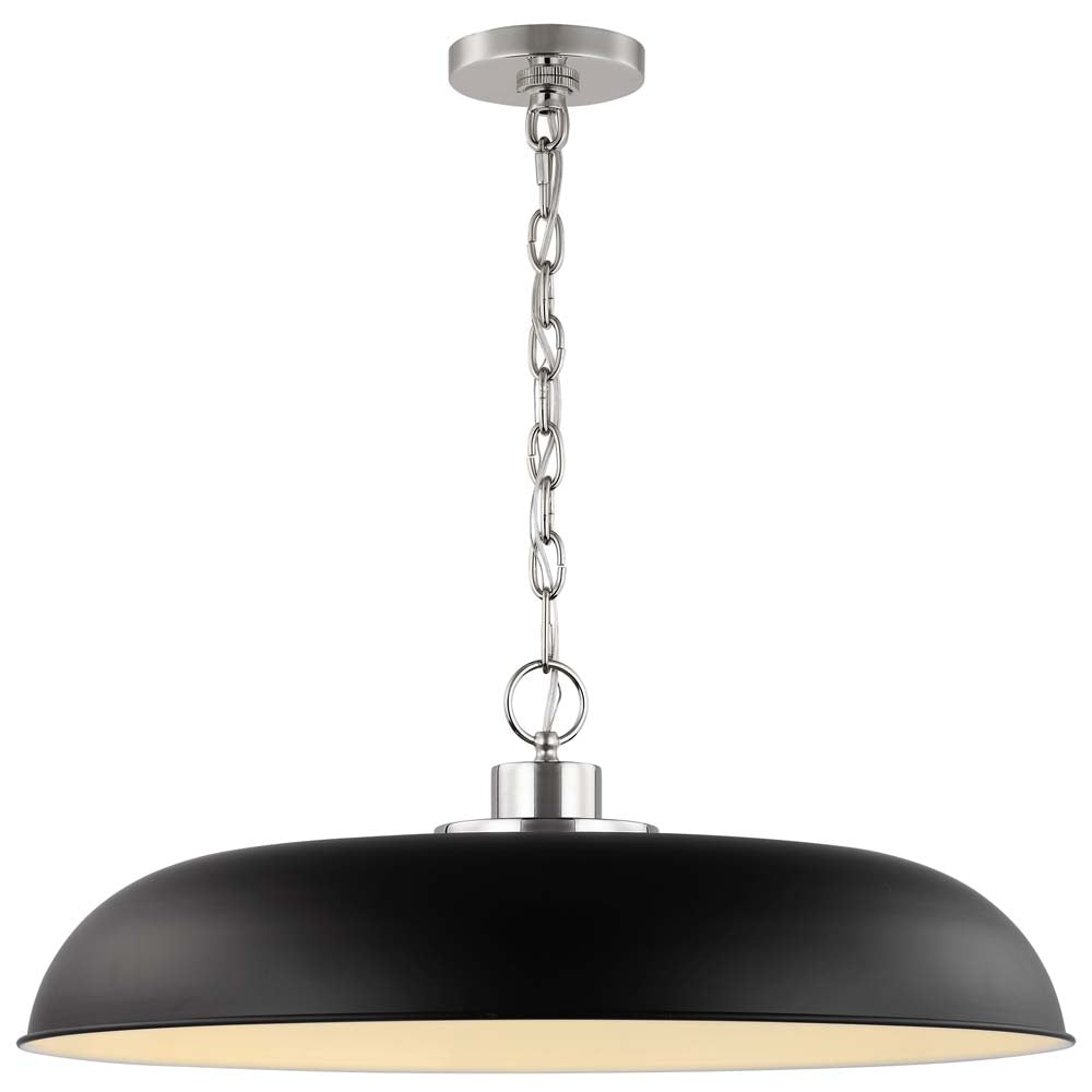 Colony 1-Light Large Pendant Matte Black with Polished Nickel