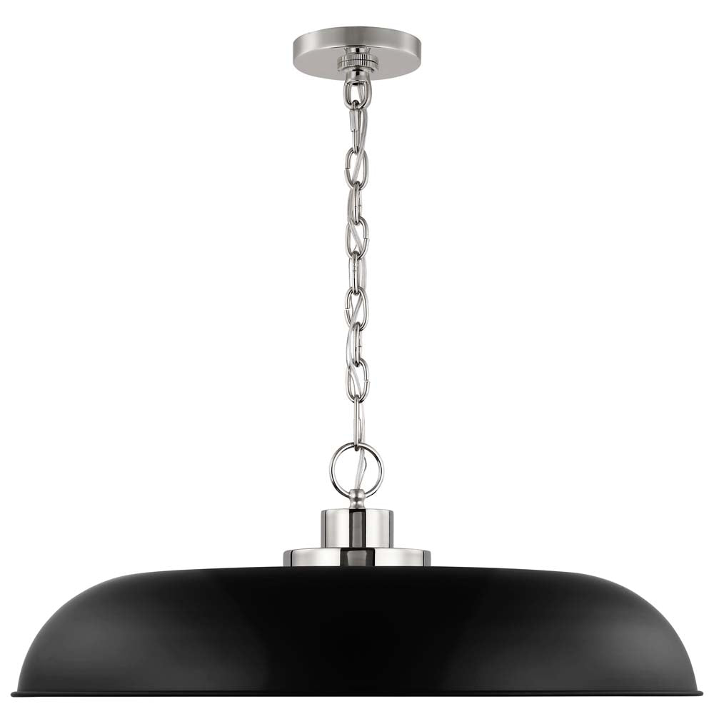 Colony 1-Light Large Pendant Matte Black with Polished Nickel