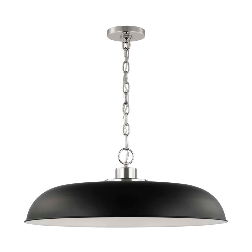 Colony 1-Light Large Pendant Matte Black with Polished Nickel