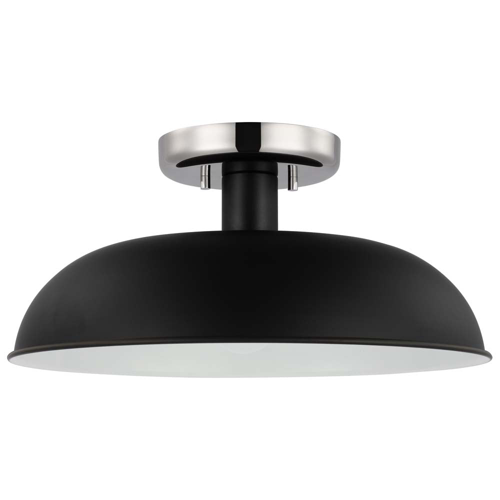 Colony 1-Light Small Semi-Flush Mount Fixture Matte Black