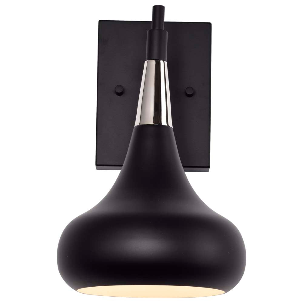Phoenix 1-Light Wall Sconce Matte Black with Polished Nickel