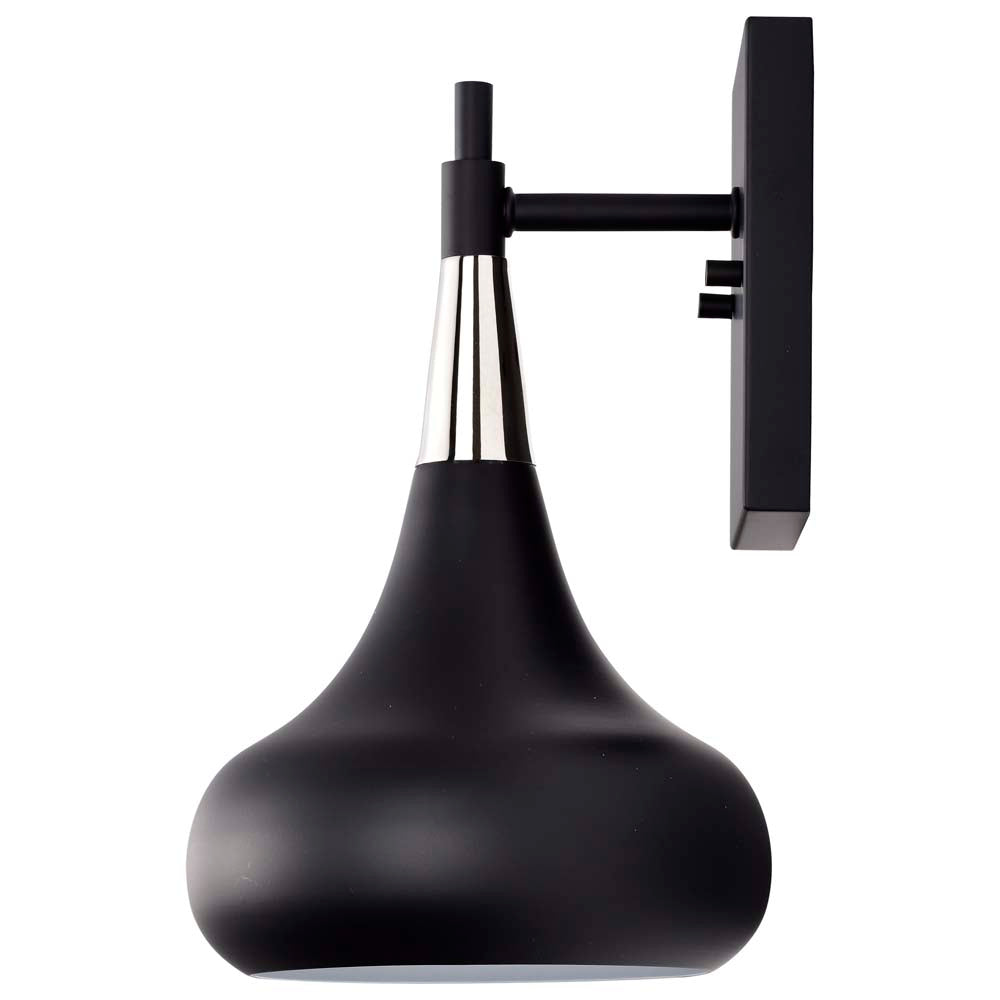 Phoenix 1-Light Wall Sconce Matte Black with Polished Nickel