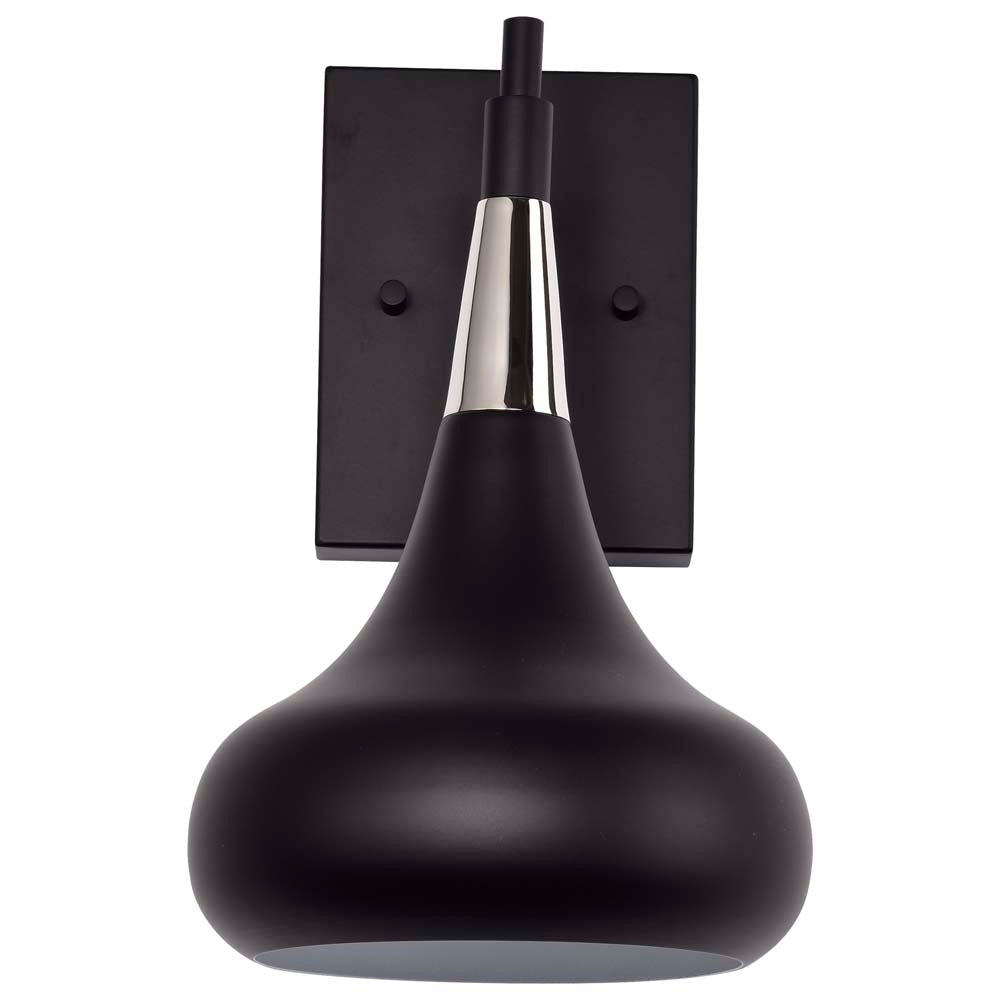 Phoenix 1-Light Wall Sconce Matte Black with Polished Nickel