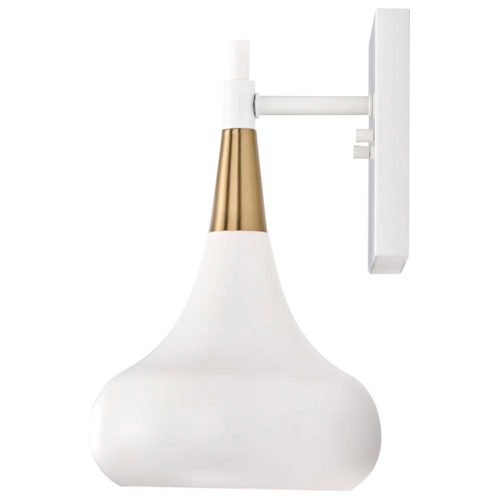 Phoenix 1-Light Wall Sconce Matte White with Burnished Brass