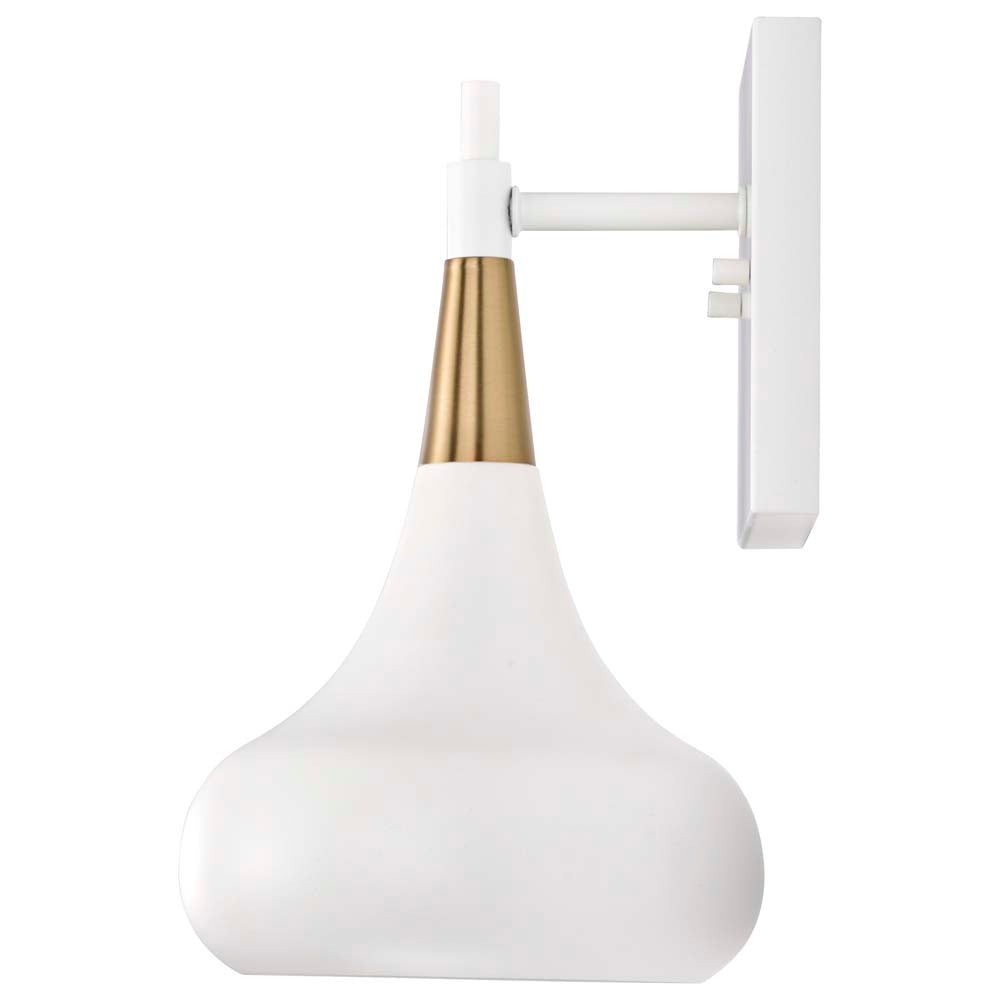 Phoenix 1-Light Wall Sconce Matte White with Burnished Brass