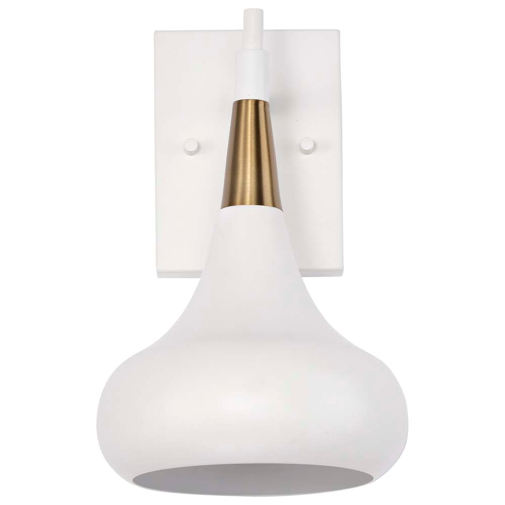 Phoenix 1-Light Wall Sconce Matte White with Burnished Brass