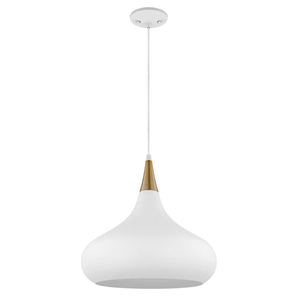 Phoenix 1-Light Medium Pendant Matte White with Burnished Brass