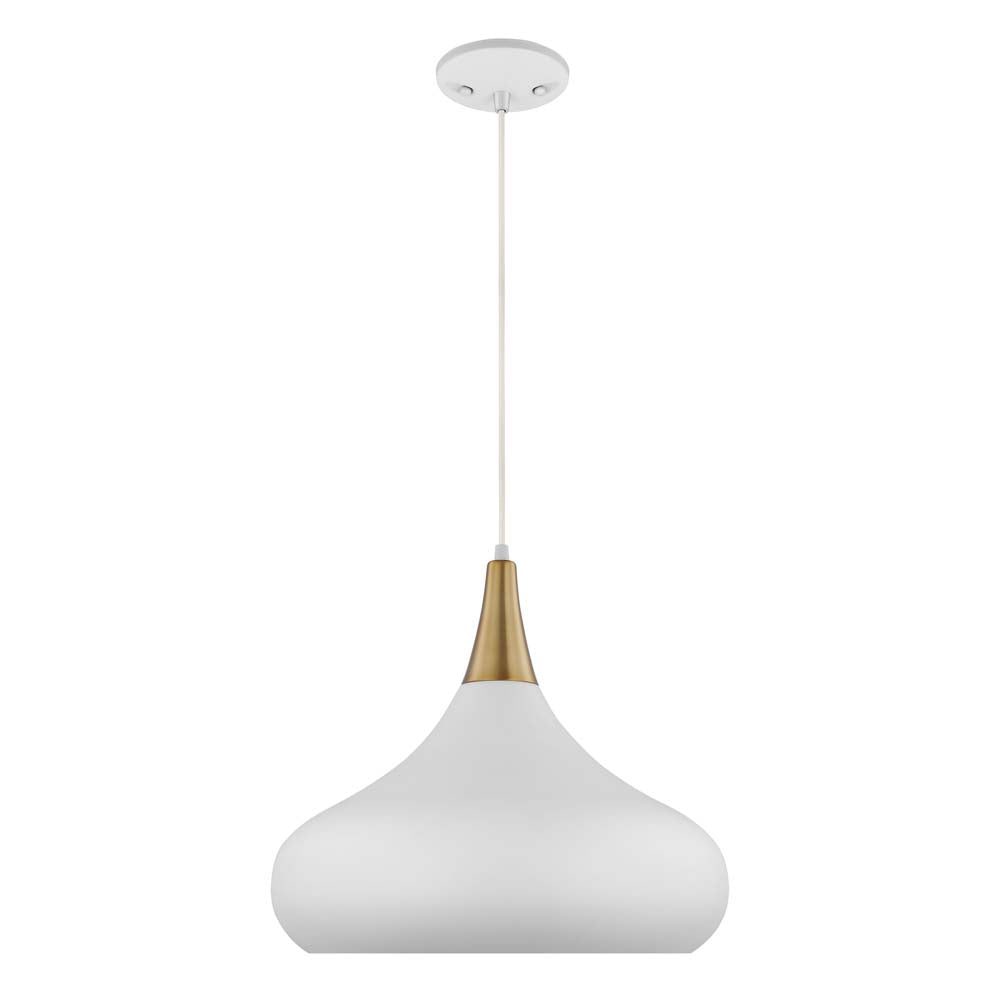 Phoenix 1-Light Large Pendant Matte White with Burnished Brass