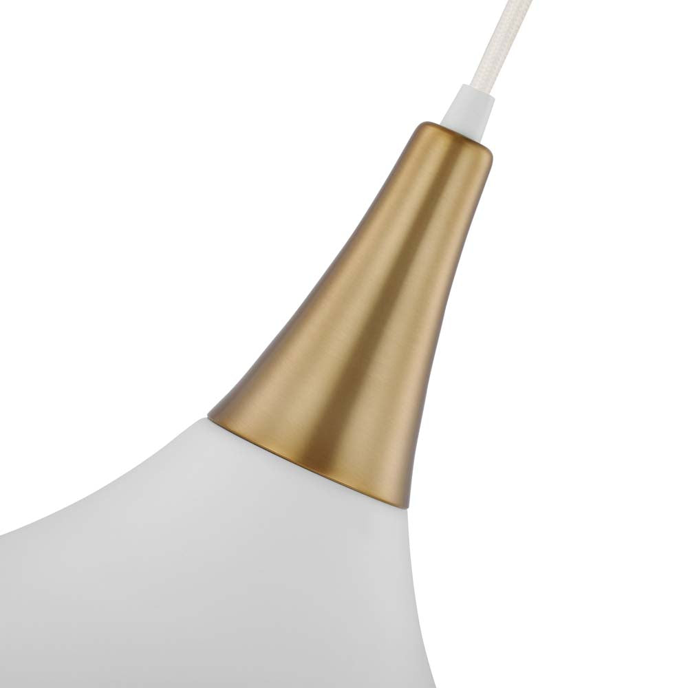 Phoenix 1-Light Large Pendant Matte White with Burnished Brass