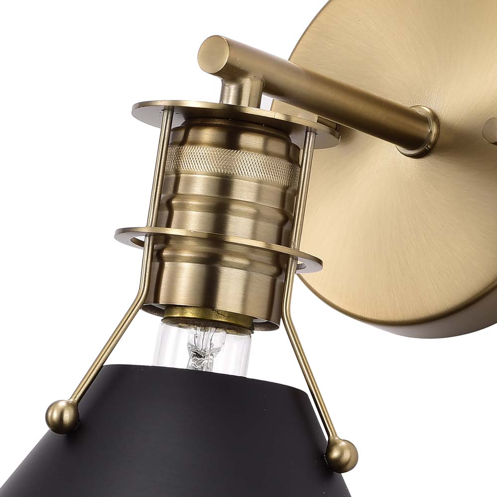 Outpost 1-Light Wall Sconce Matte Black with Burnished Brass