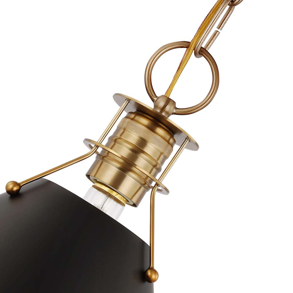 Outpost 1-Light Large Pendant Matte Black with Burnished Brass