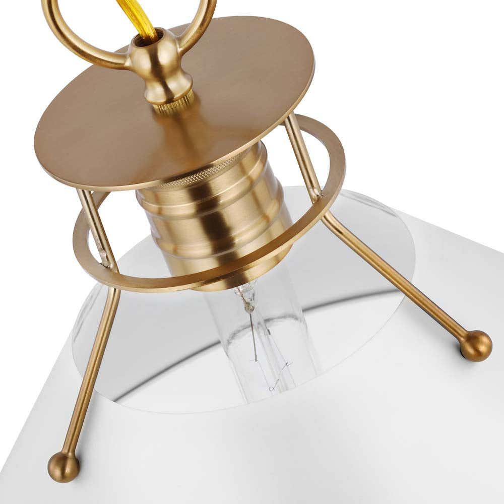 Outpost 1-Light Large Pendant Matte White with Burnished Brass