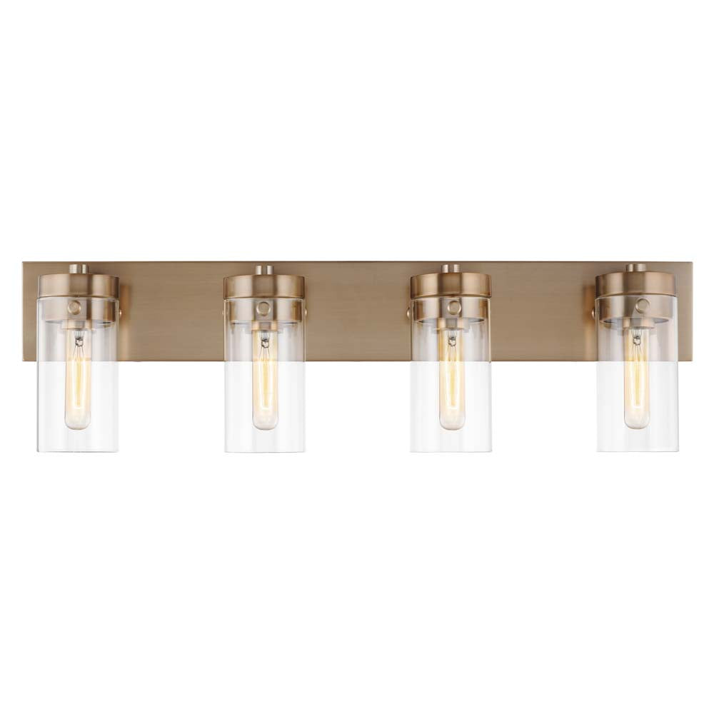 Intersection 4-Light Vanity Burnished Brass with Clear Glass