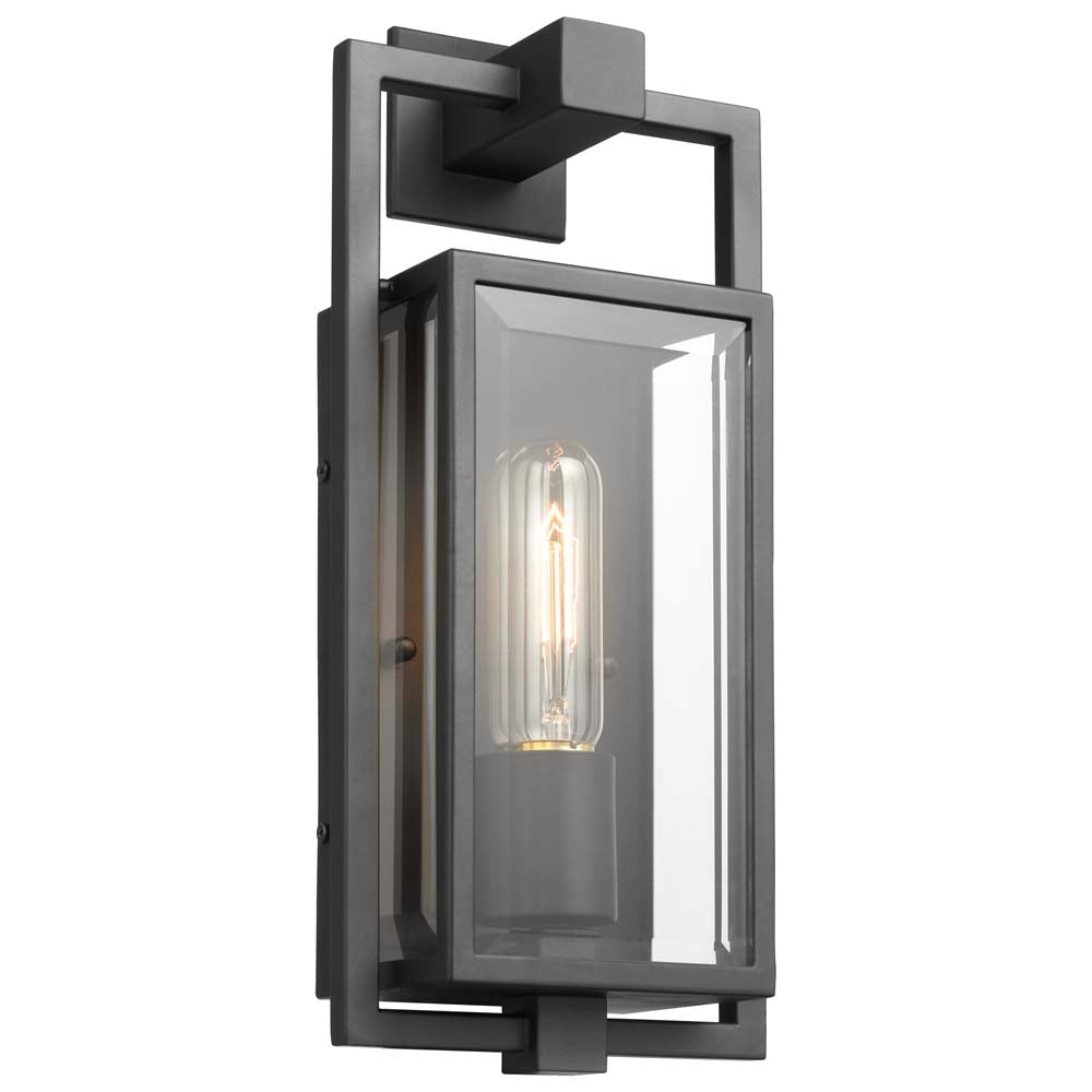 Exhibit Small Wall Lantern Matte Black w/ Clear Beveled Glass