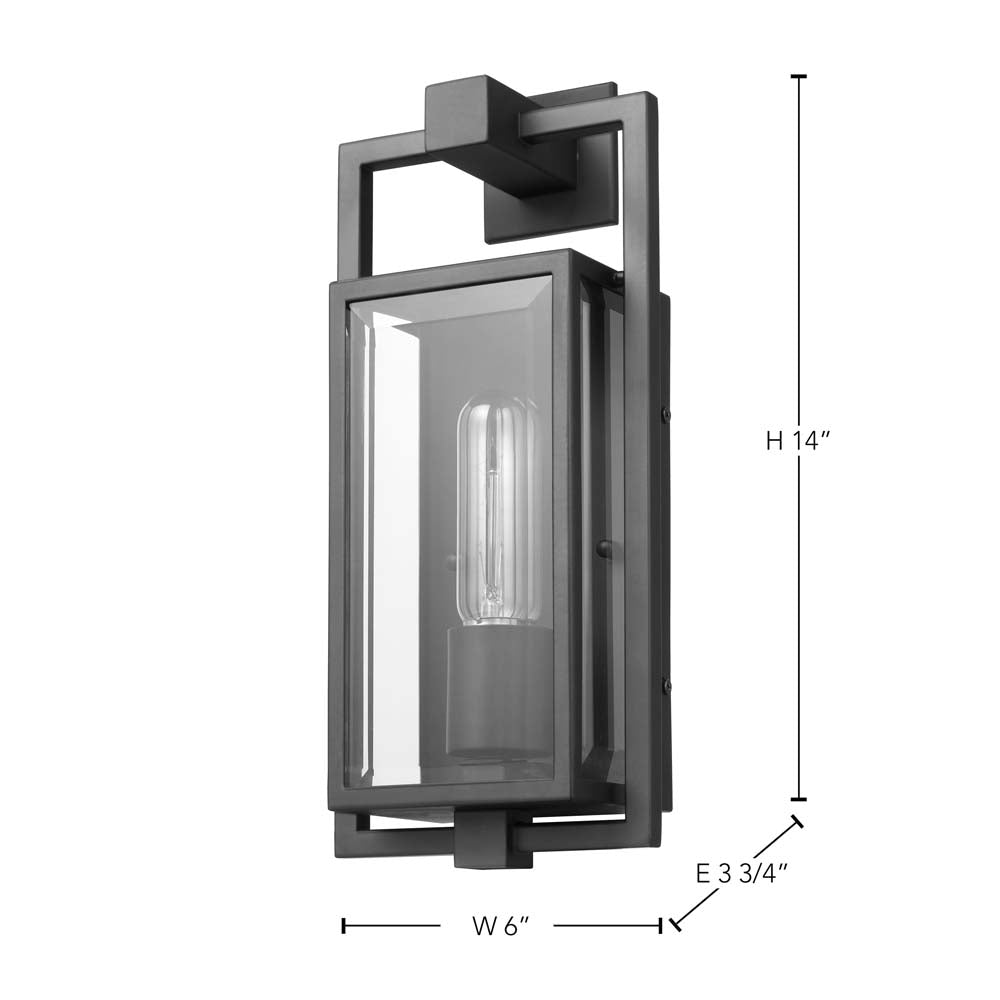 Exhibit Small Wall Lantern Matte Black w/ Clear Beveled Glass