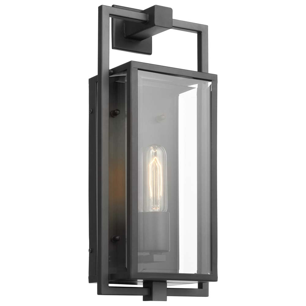 Exhibit Medium Wall Lantern Matte Black w/ Clear Beveled Glass