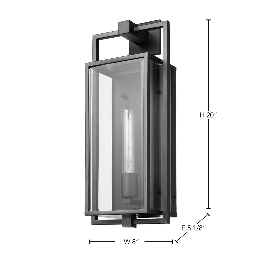 Exhibit Large Wall Lantern Matte Black w/ Clear Beveled Glass