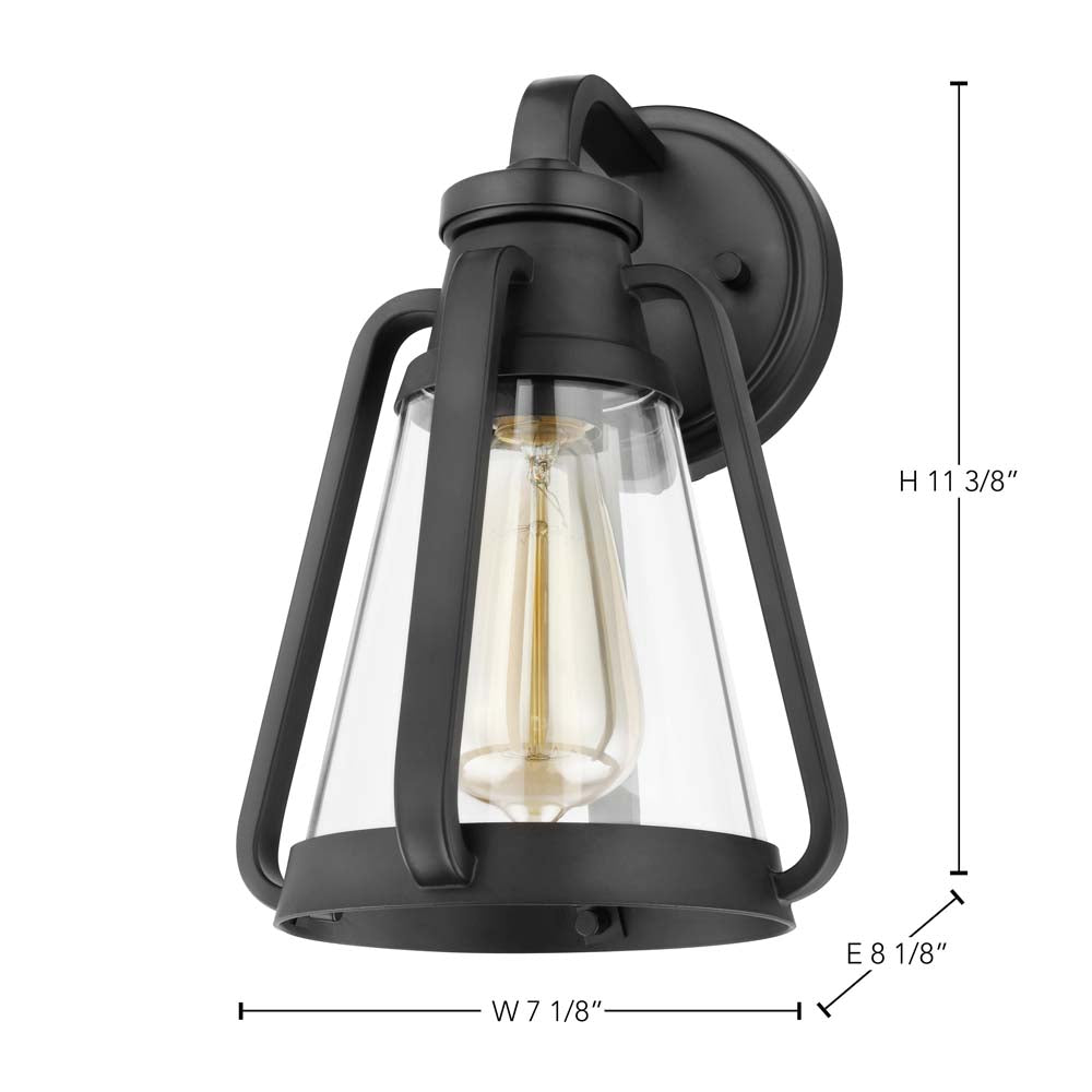 Everett 1-Light Small Wall Sconce Matte Black with Clear Glass