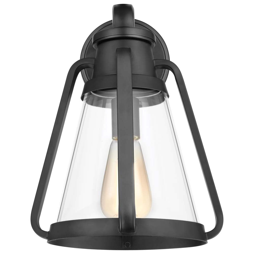 Everett 1-Light Large Wall Sconce Matte Black with Clear Glass