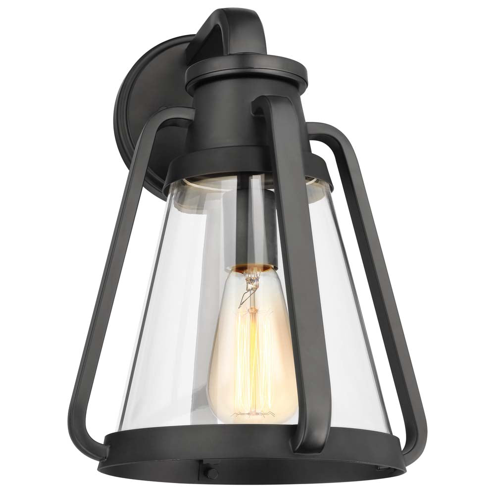 Everett 1-Light Large Wall Sconce Matte Black with Clear Glass