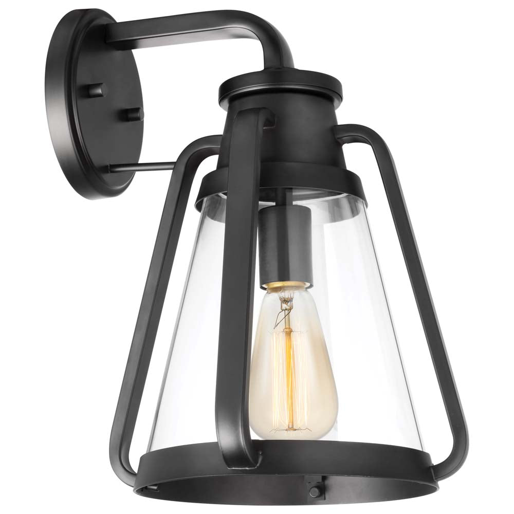 Everett 1-Light Large Wall Sconce Matte Black with Clear Glass